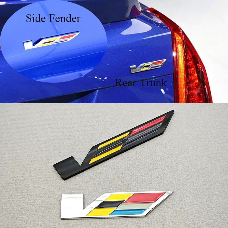 Pegatina de Metal 3D para coche, Logo V, insignia para maletero trasero, emblema lateral para guardabarros, calcomanías para Cadillac ATS CTS CT4 CT5 XT6, accesorios para automóviles