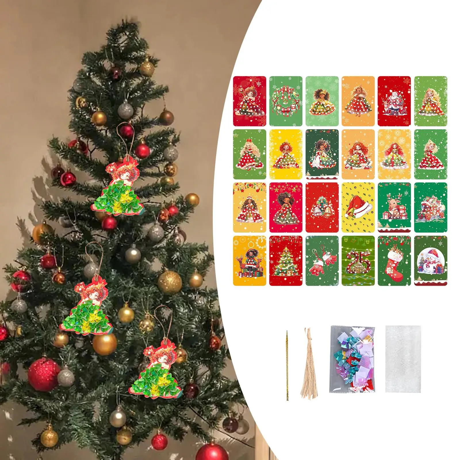 DIY Painting Sticker Christmas Themed Craft Toys Colorful Princess Dress