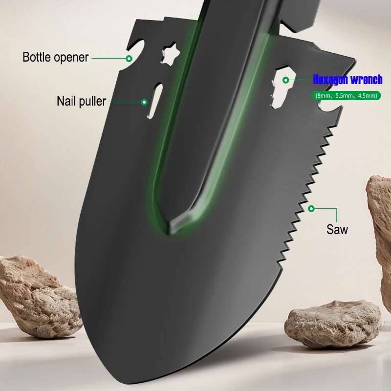 Portable Shovel Outdoor Camping Car Digging Tool Garden Soil Loosening  With Saw Bottle Opener Wrench Multifunctional Hand Tools