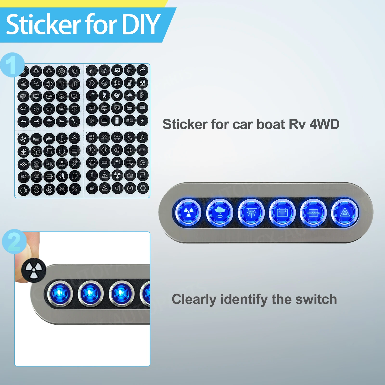 6-عصابة الفولاذ المقاوم للصدأ البحرية لوحة التبديل 12 فولت 15A زر الضغط على الخروج لوحة مقاومة للماء مع الصمامات ل قارب جسر يخت قارب #3