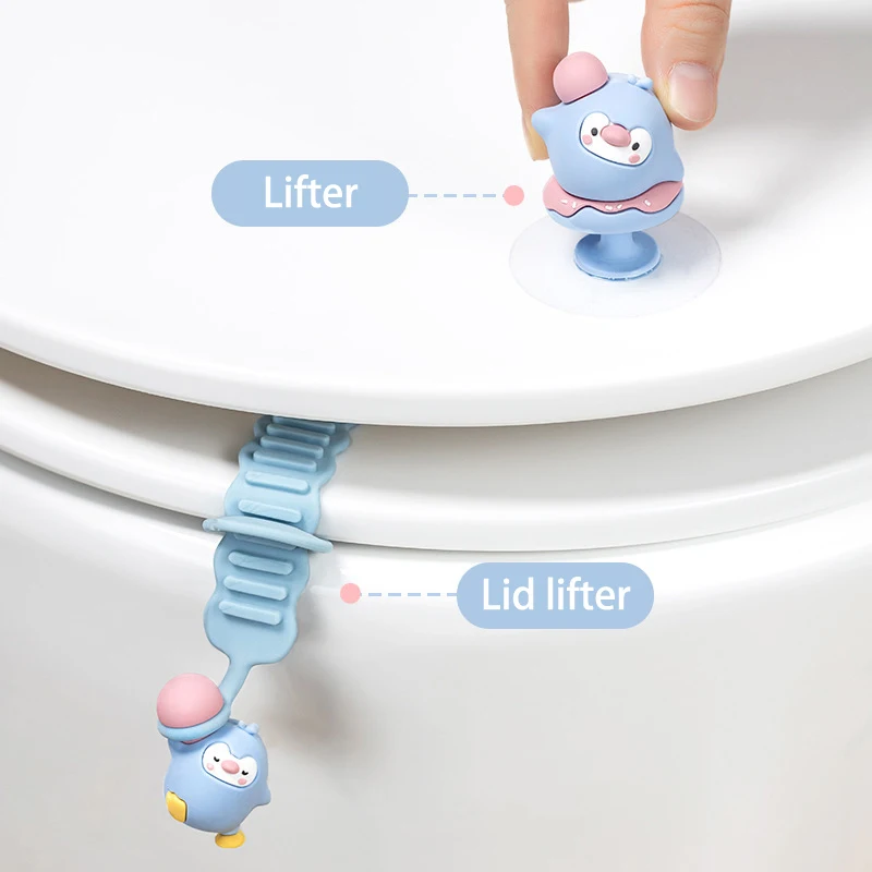 Cartoon Toilet Lid Opener Anti-Dirt Toilet Ring Handle Lifting Device Cute Lid Lifter Creative Bathroom Accessories