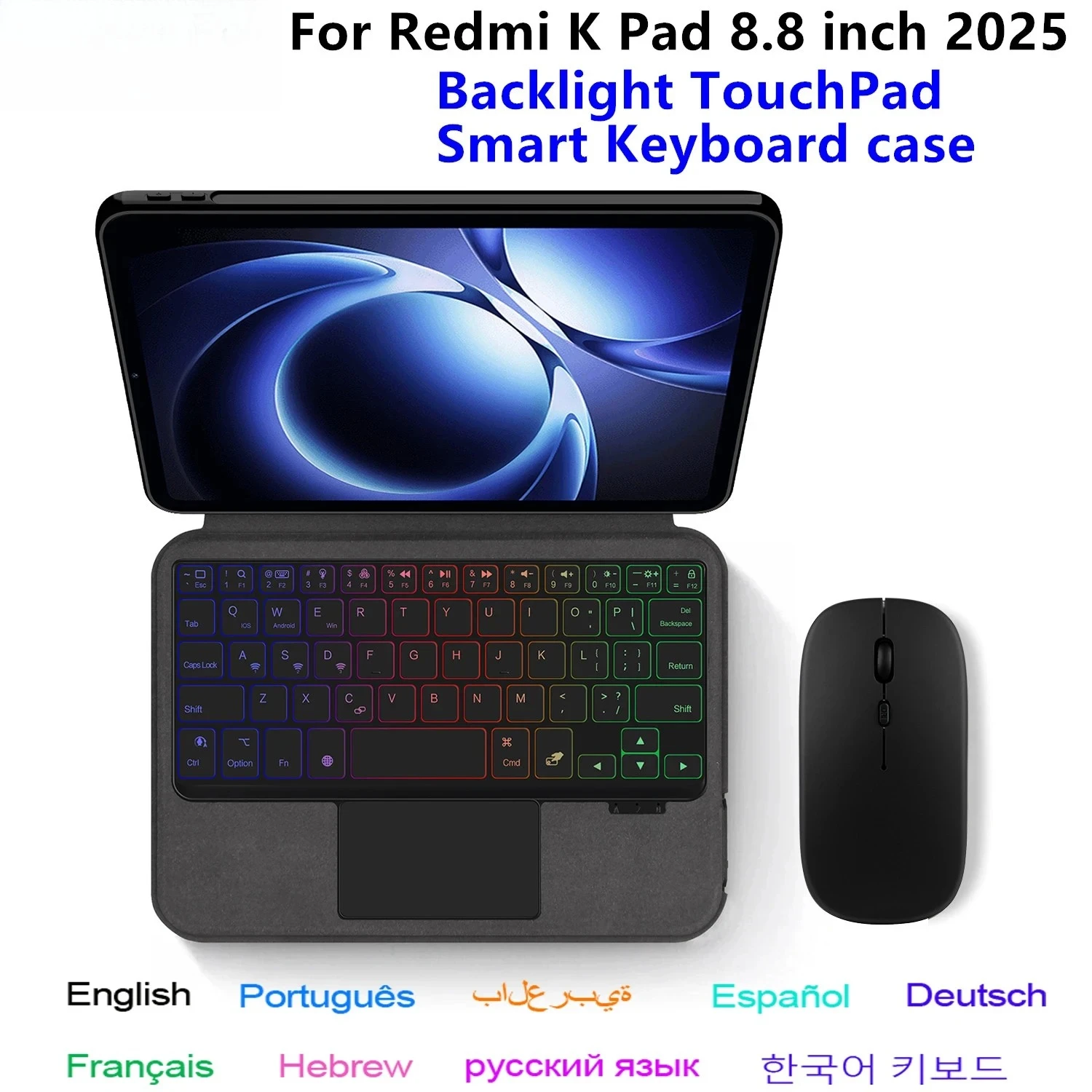 

Magic Keyboard for Xiaomi Redmi K Pad 2025 Case RedMi K Pad Kpad 8.8" Tablet Smart Cover Backlight TrackPad Keyboard Folio