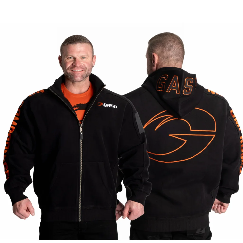 New Large Orange Classic European and American Fitness Training Hoodie Jacket