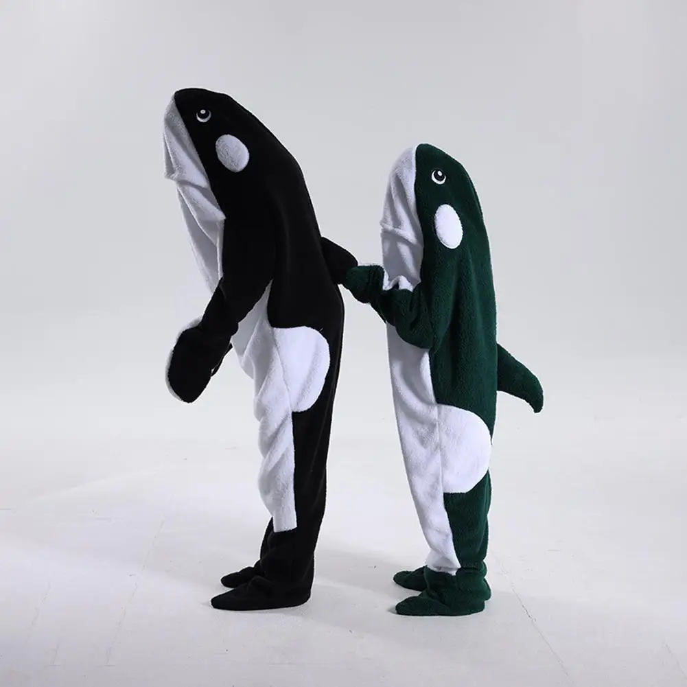 Animals Pajamas Cosplay Grey Killer Whale Sleeping Bag Costume Halloween For Kid Black Killer Whale Jumpsuit