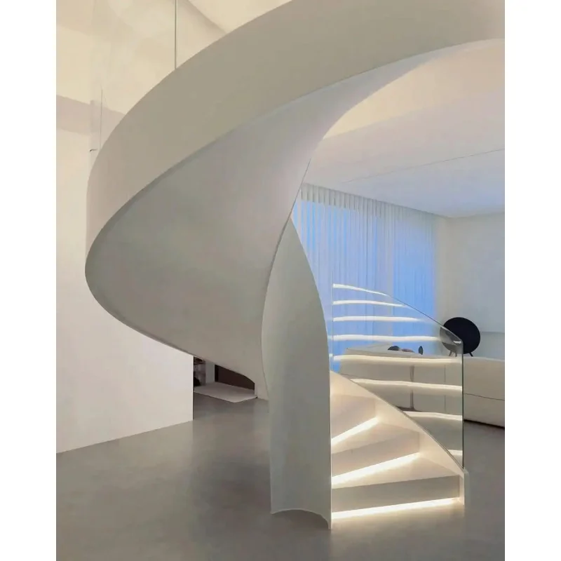 custom.Modern Customs Curved Staircase From Foshan Factory With US Building Code