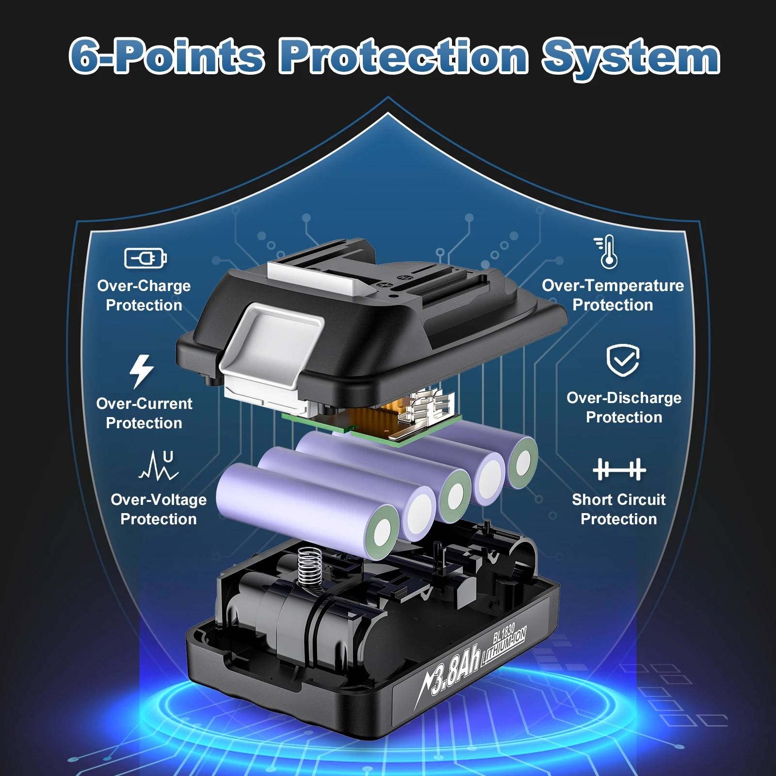 Para makita bl1815 18v bateria 3800mah 18v bl1830 bl1815 bl1860 bl1840 bateria de ferramenta elétrica de substituição com carregador