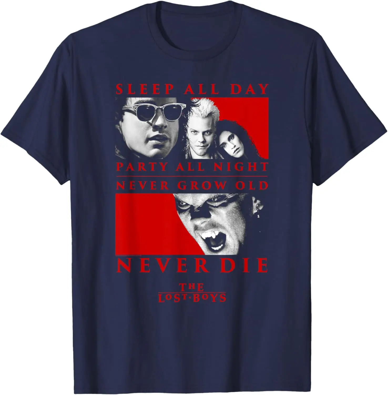 The Lost Boys T Shirt Sleep All Day Party All Night Vampire Horror Movie Graphic Print Cotton Short Sleeve Tee for Men Women