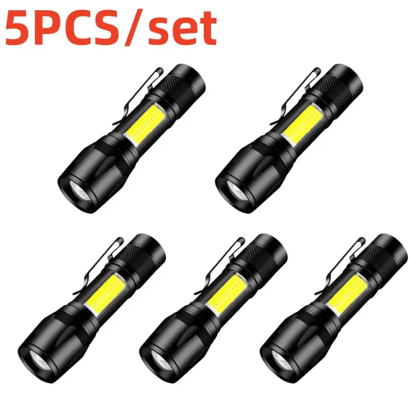 Mini lanterna LED com Pen Clip, COB + XPE, tocha portátil, lanterna de acampamento, luz de foco Zoomable, luz tática, 1 Pc, 3 Pcs, 5 Pcs