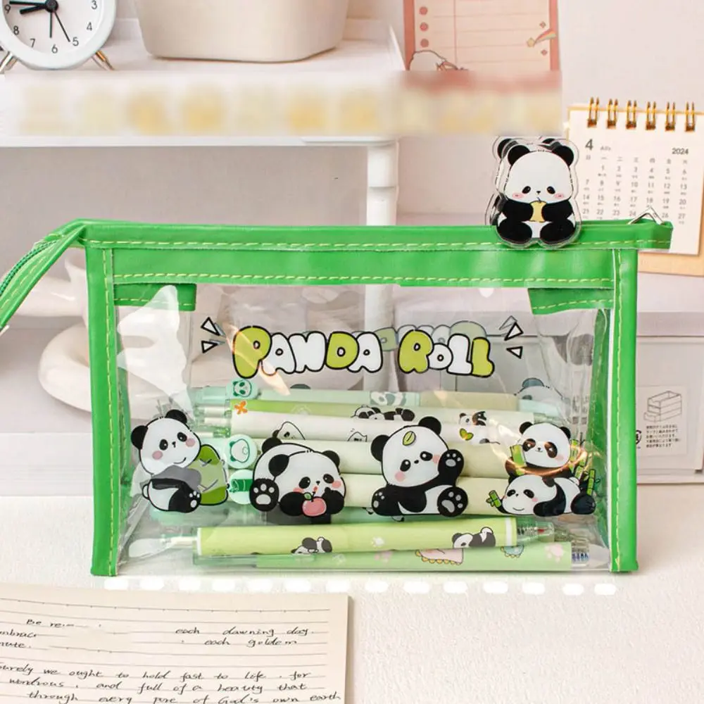 

Triangle Capybara Pencil Case PVC Transparent Window Pen Bag Partition Storage Large Capacity Stationery Organizer