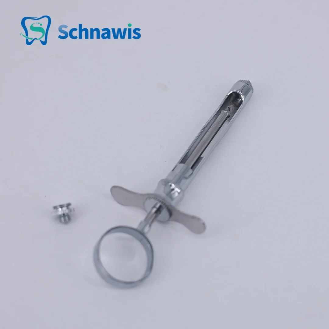 1 Set Dentistry Injection Syringe Hook-headed Sharp Head Stainless Steel Dental Aspirating Syringe Surgical Instrument 1.8ML