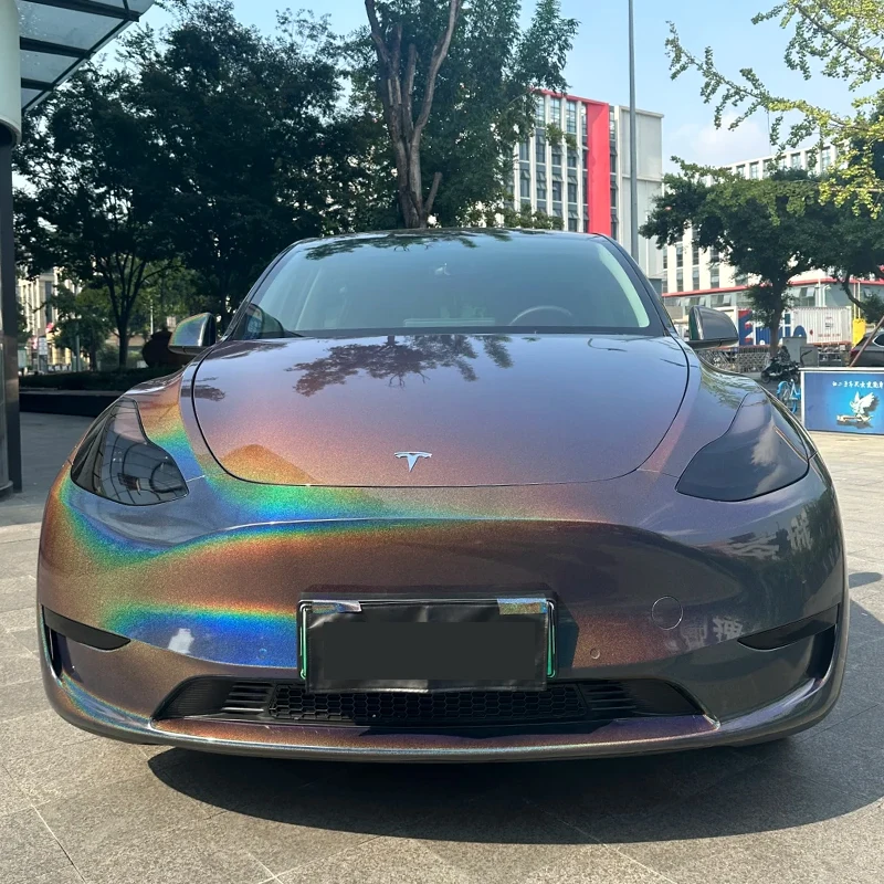 Super Bright Rainbow Grey Chrome Color Shift Car Wrap Vinyl UV Resistant Bubble Free Air Release Self Adhesive Film