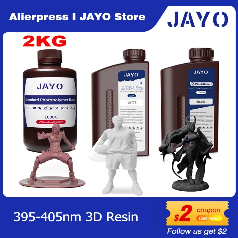 JAYO Standard/ABS-Like/Toughness/Like PA Resin 2KG 395-405nm UV Curing  Photopolymer Rapid Resin for LCD/DLP/SLA 3D Printer