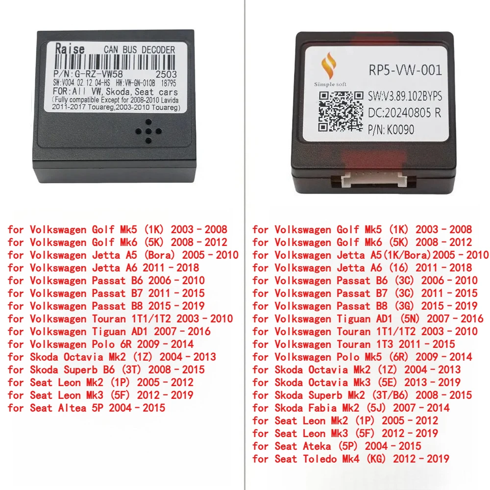 Canbus box RP5-VW-001/ VW-RZ-58 16 Pin Adaptor For Volkswagen VW
