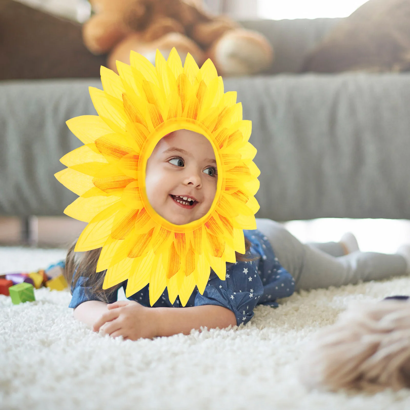 42CM Kids Sunflower Headgear Realistic Colors Lifelike Beautiful Halloween Hat Props Comfortable Lightweight Sweet Fashionable