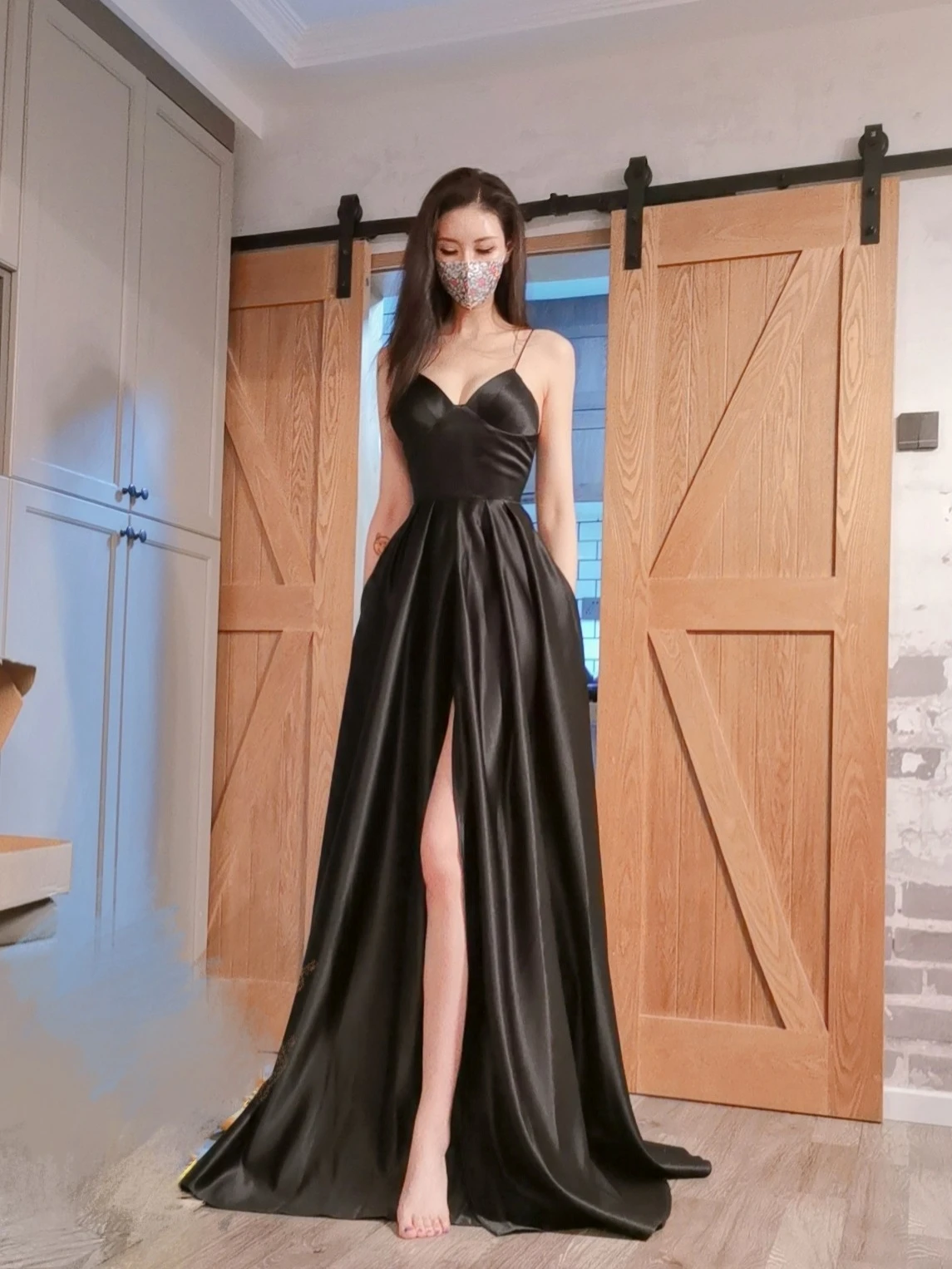 

Bla Sexy Satin terne Split Evening Dr for Women Birthday Par Performance ow Floor Length Gown mid Waist Zipper