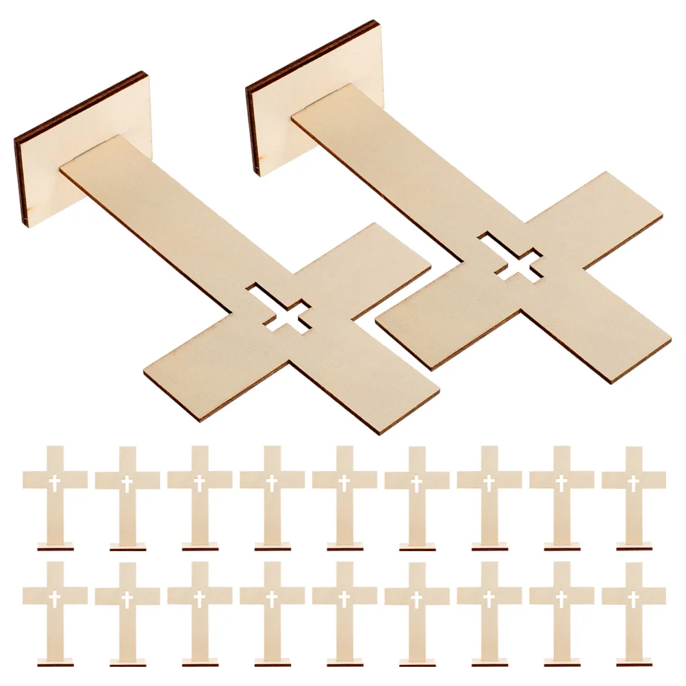 

20 Pcs Cross Ornament Desk Wooden Decor Decorate Shaped Adornment Tabletop Small