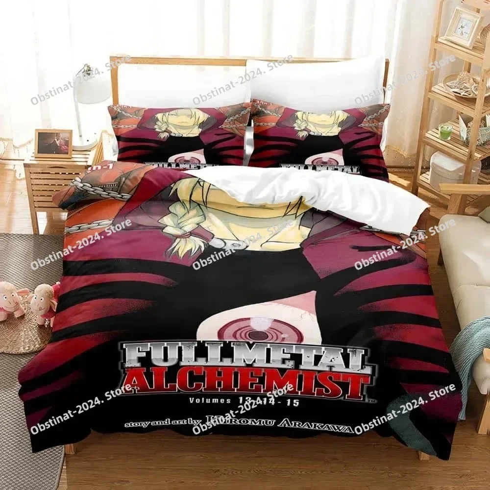 

3D Cartoons Fullmetal Alchemist Bedding Set Printed Bed Set With Pillowcase Bed Duvet Cover Single Double Queen Super King Size