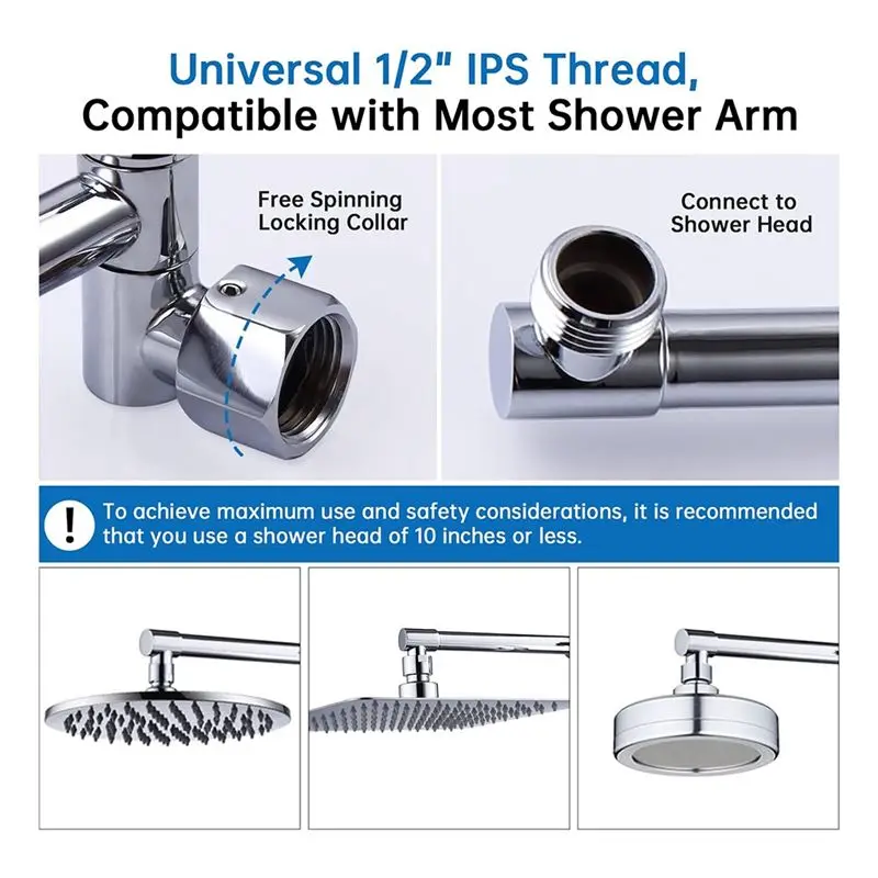 AEE4-Shower Head Extension , Adjustable Extender With Lock Joint, Rise Or Lower Rainfall And Fixed Shower Head