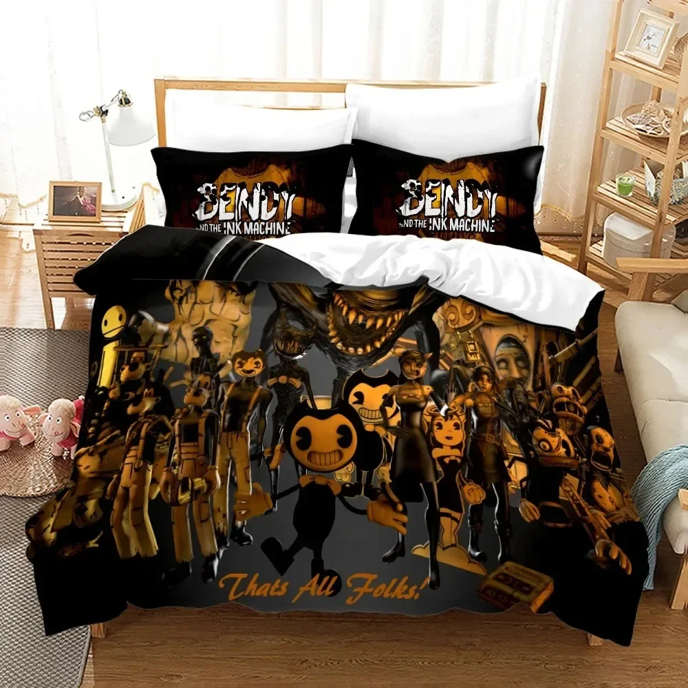 New 3D Print Anime BENDY Bedding Set Single Twin Full Queen King Size Kawaii BatlM Bed Set Adult Kid Bedroom Duvet cover Sets