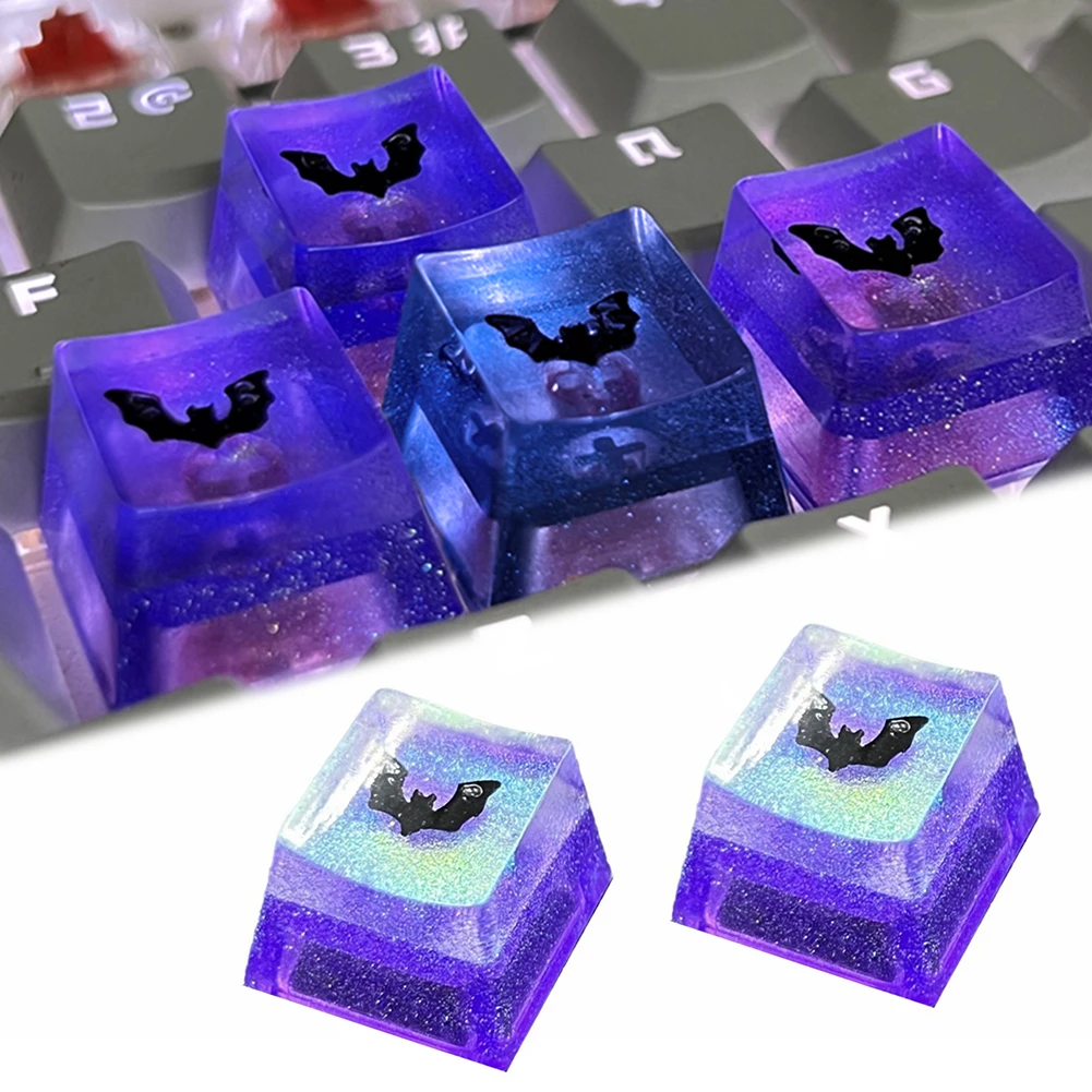 Resin Bat Keycap Halloween Keycap Handmade Novelty Artisan Keycap Translucently Keycaps for Cherry MX Mechanical Gaming Keyboard