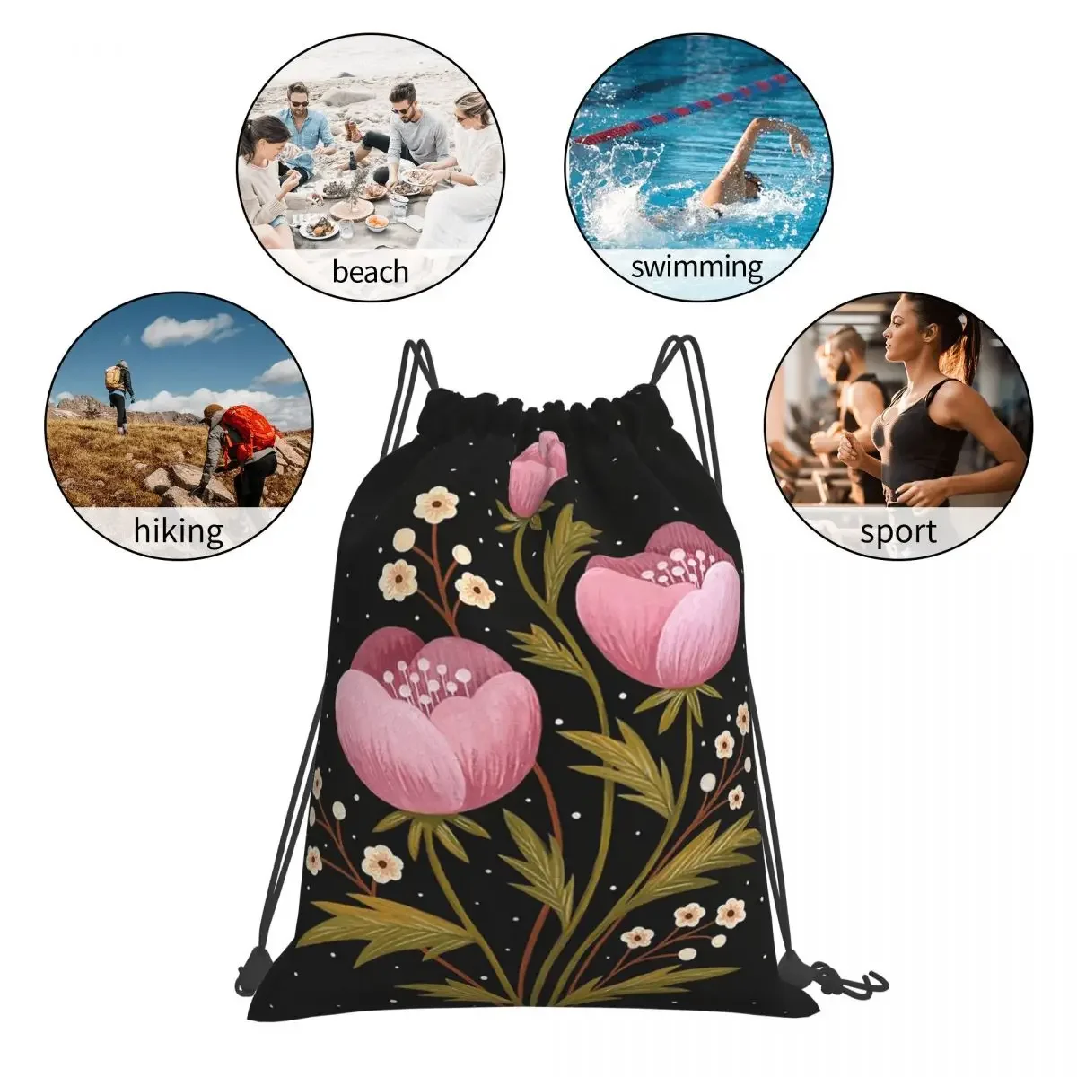 Blooms In The Dark Backpacks Casual Portable Drawstring Bags Drawstring Bundle Pocket Sports Bag BookBag For Man Woman Students