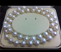 REAL NOBLEST AAA+ 9-10MM AKOYA WHITE NATURAL PEARL NECKLACE 18