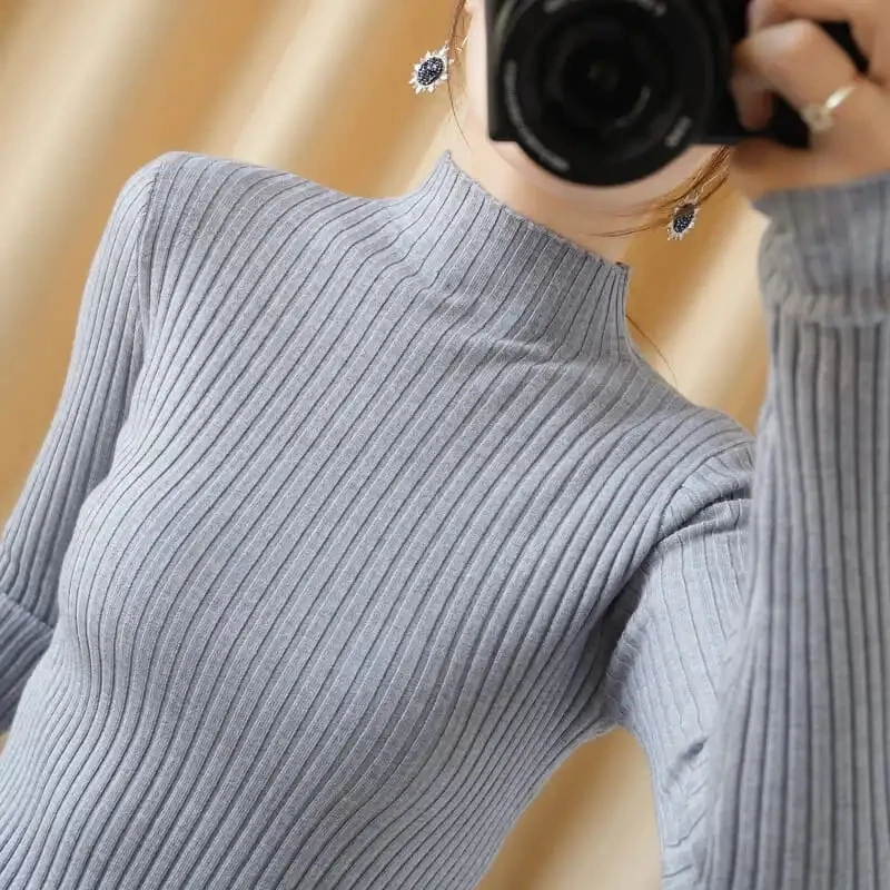 

2023 Autumn Winter Jersey Mujer Sweater Korean New Turtleneck Solid Color Long Sleeve Jumpers Knitted Pullover Slim Pull Femme