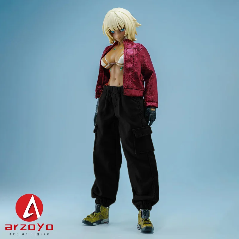 1/12 스케일 가죽 자켓 카고 바지 의류 모델 맞는 6 "달팽이 껍질 Romankey 여성 군인 액션 피규어 바디 인형