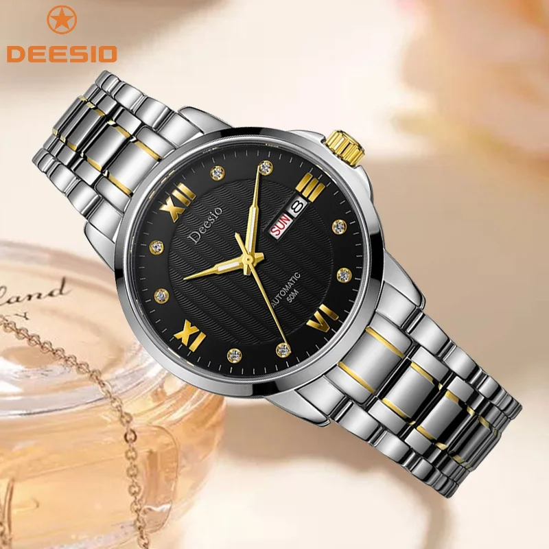 Deesio N833 Автоматические часы женские механические наручные часы роскошный ремешок стальные часы модные деловые элитные наручные часы женские