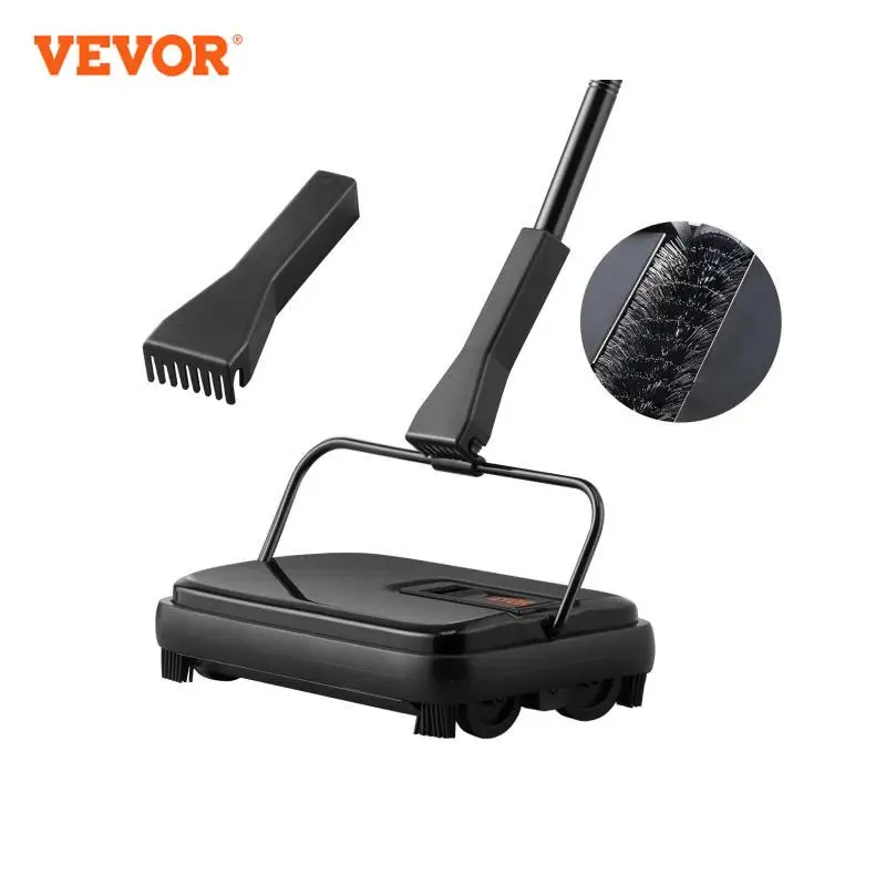 VEVOR Manual Carpet Sweeper 7.87 in Sweeping Paths 300 ml Dustbin Capacity with Comb for Home Rugs Hardwood Surfaces Wood Floors