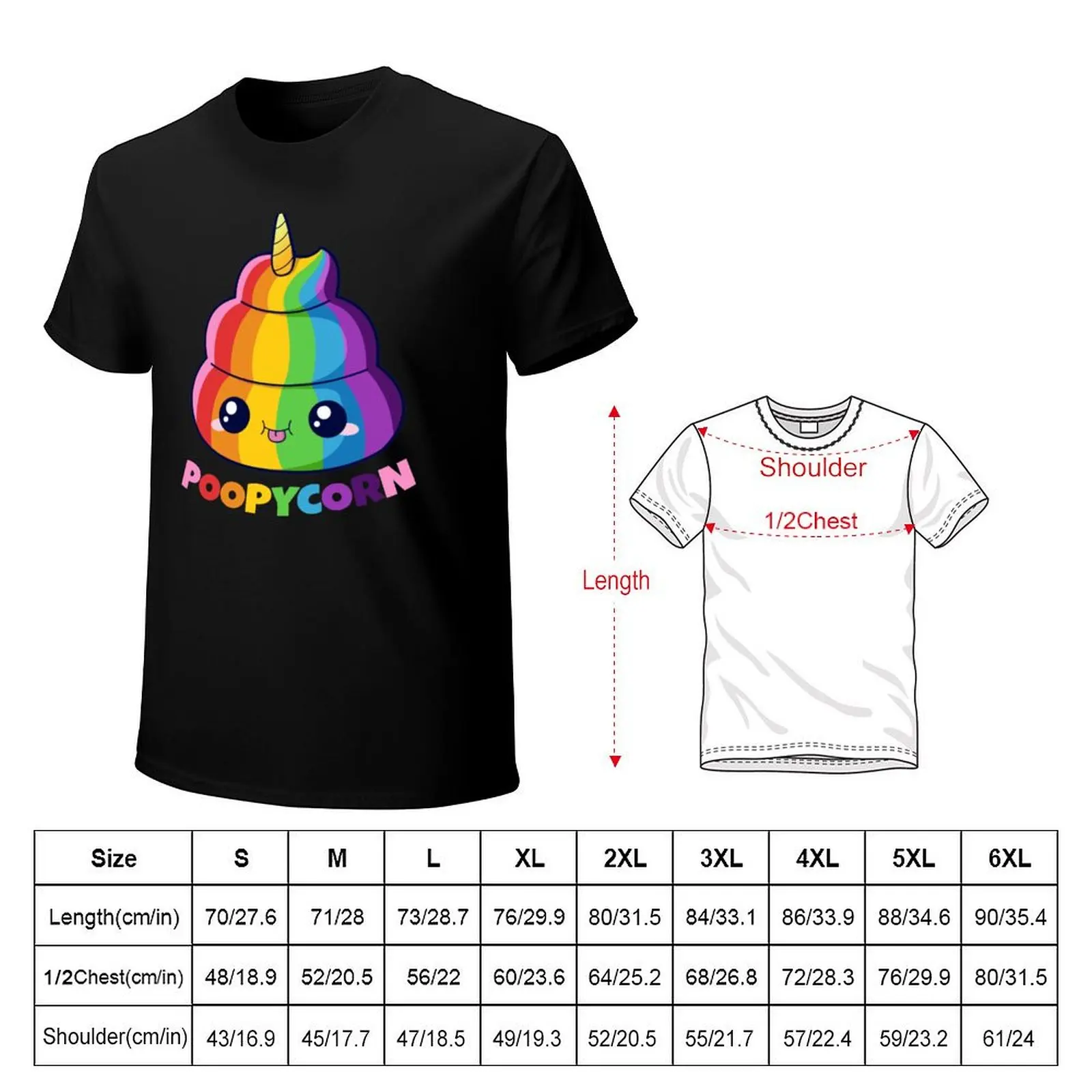 Poopycorn unicorn poop T-Shirt Work Short Sleeve Cotton Top
