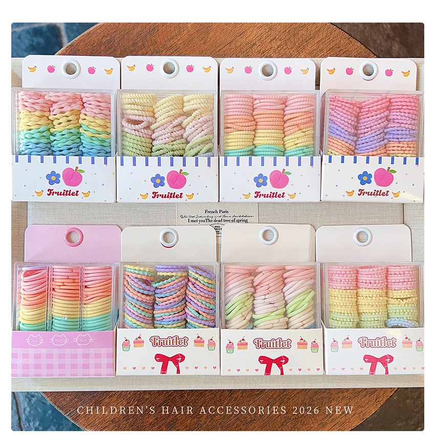 2026 Modische Kinder Mini-Haargummis im Set, Weiche Nylon-Stoff-Haarbänder in Bonbonfarben, Hochelastische Haargummis für Mädchen und Kleinkinder – Detail 6