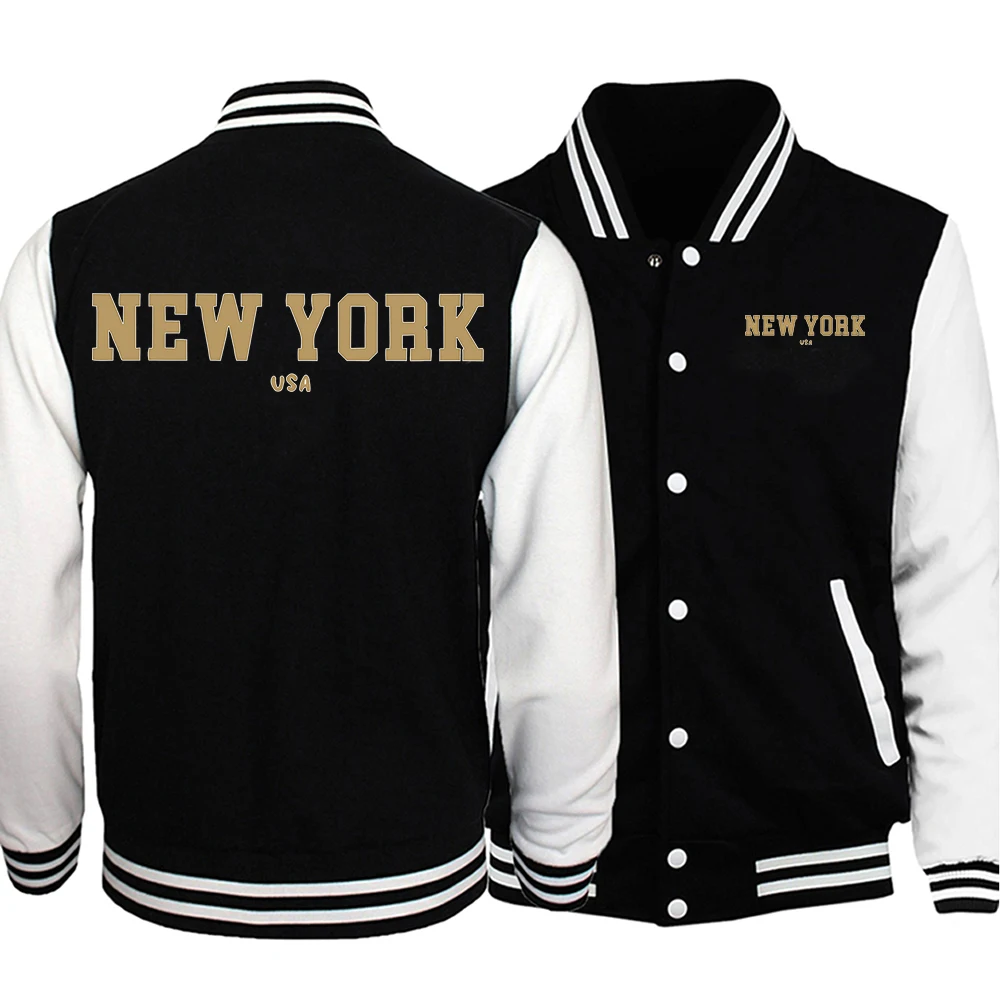 New York Usa Letter Printing Mens Baseball Uniforms Hip Hop Punk Style Jackets Casual S-5Xl High Street Preppy Style Tops