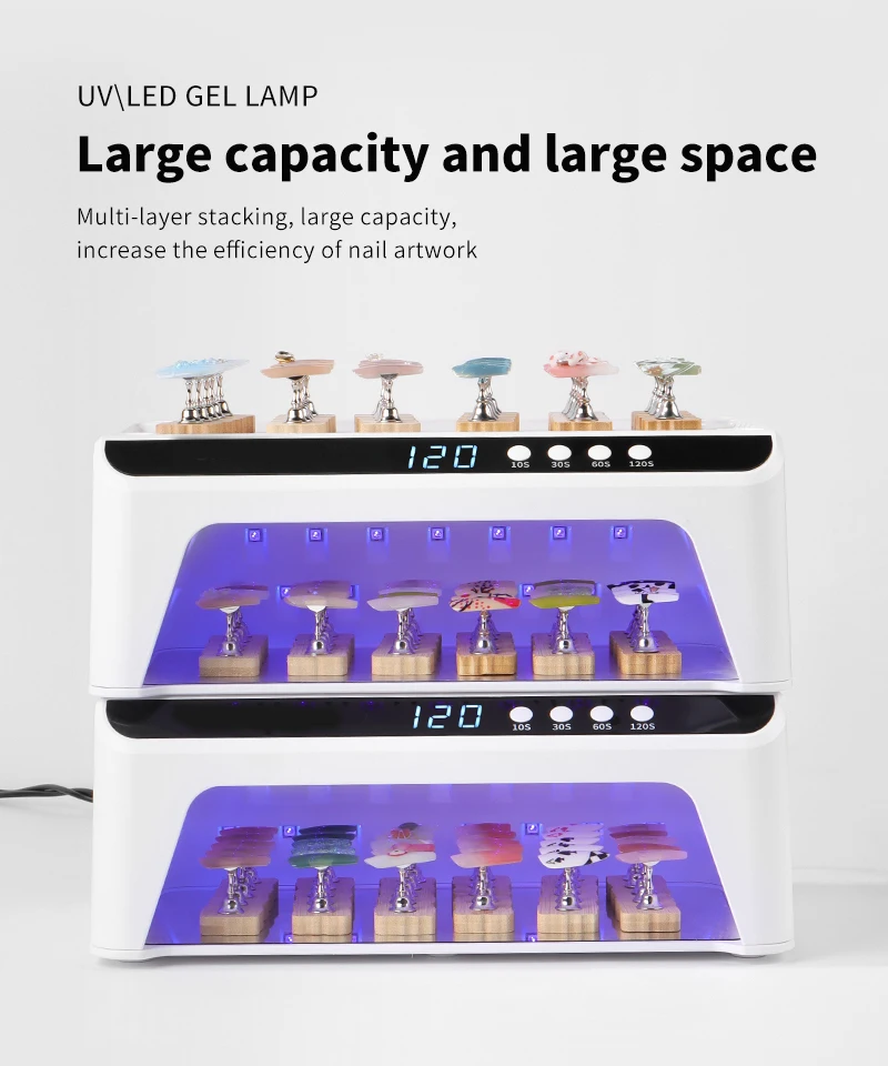 72W Nail Lamp for Gel Polish 72W Nail Light Dryer with 4 Timers for Salon or Home Use 74Pcs Beads UV Led Nail Dryers Gel Lamp