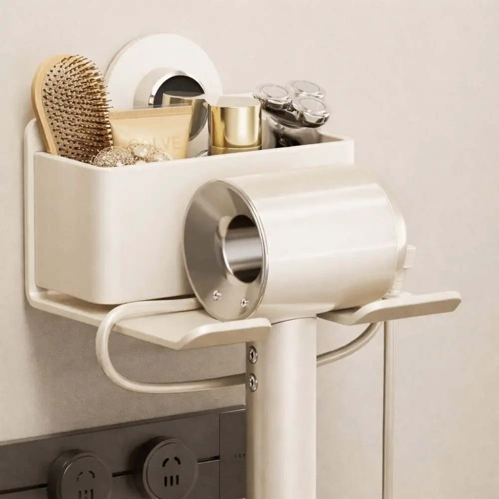

Carbon Steel Suction Cup Hair Dryer Holder Punch Free Rustproof Hair Dryer Bracket Space Saving Wall Mounted Hairdryer Stand