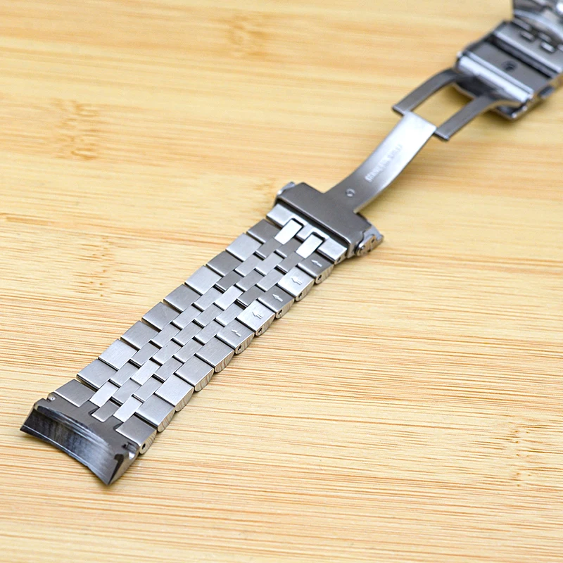 Mod Silver Black Stainless Steel Prospex LX Replace Strap 22mm Watch Bracelet Fit Seiko SNR025 Cases Folding Watch Band