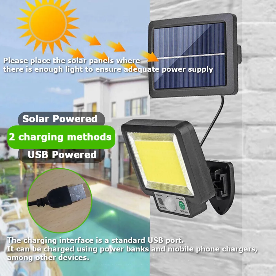 117 COB Solar Wall Lamp Motion Sensor Led Solar Lights 3 Modes with Remote Control Outdoor Waterproof Lamp for Garden Yard Decor