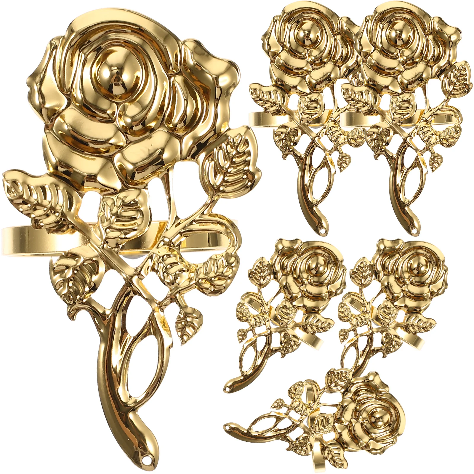 

6Pcs Rose Napkin Rings Exquisite Metal Dining Table Napkin Buckle for Christmas Thanksgiving Mother's Day Decorative Accessories