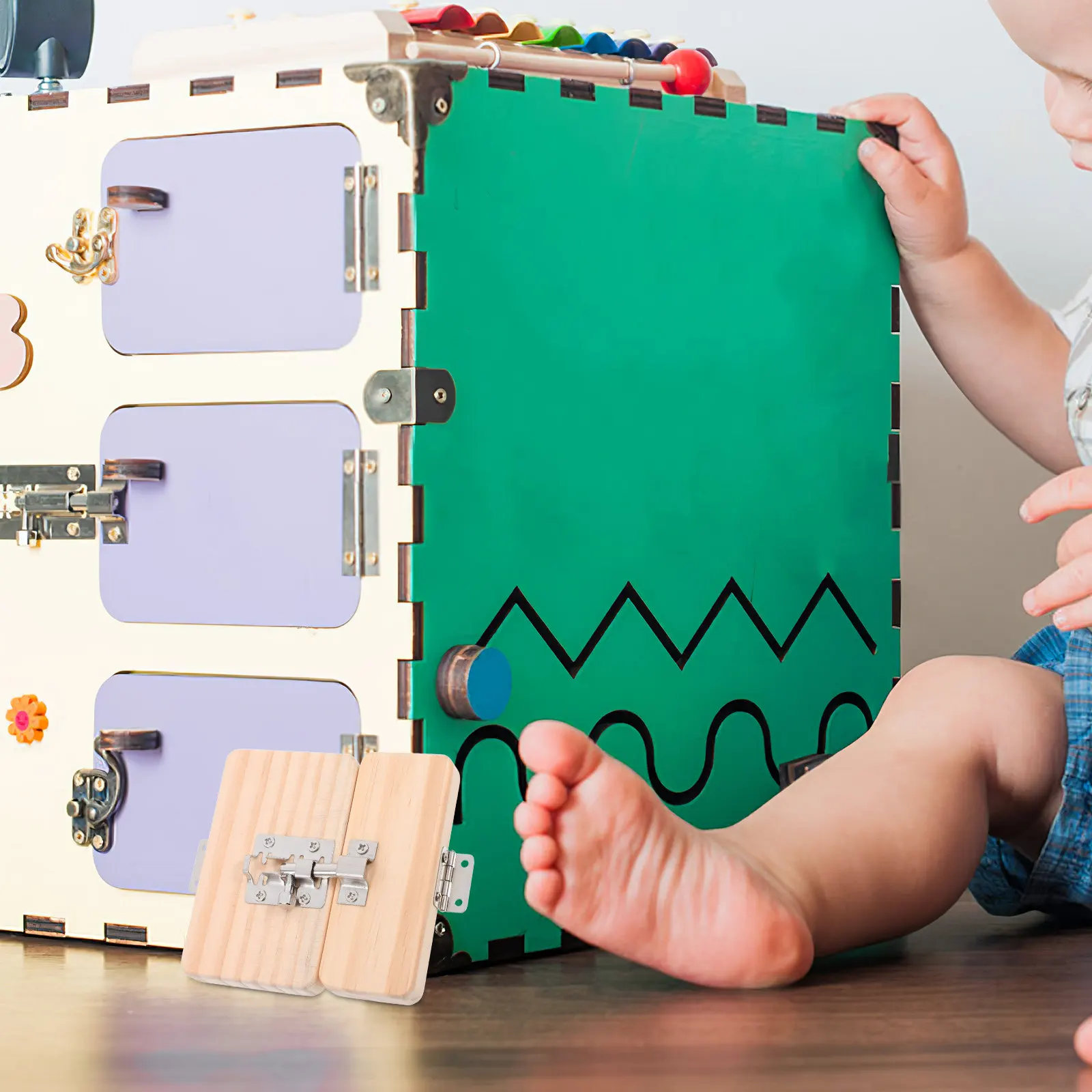 

Busy Board DIY Accessory Wooden Sensory Door Bolt Lock Latch for Kids Motor Skill Development Cognitive Learning Plaything