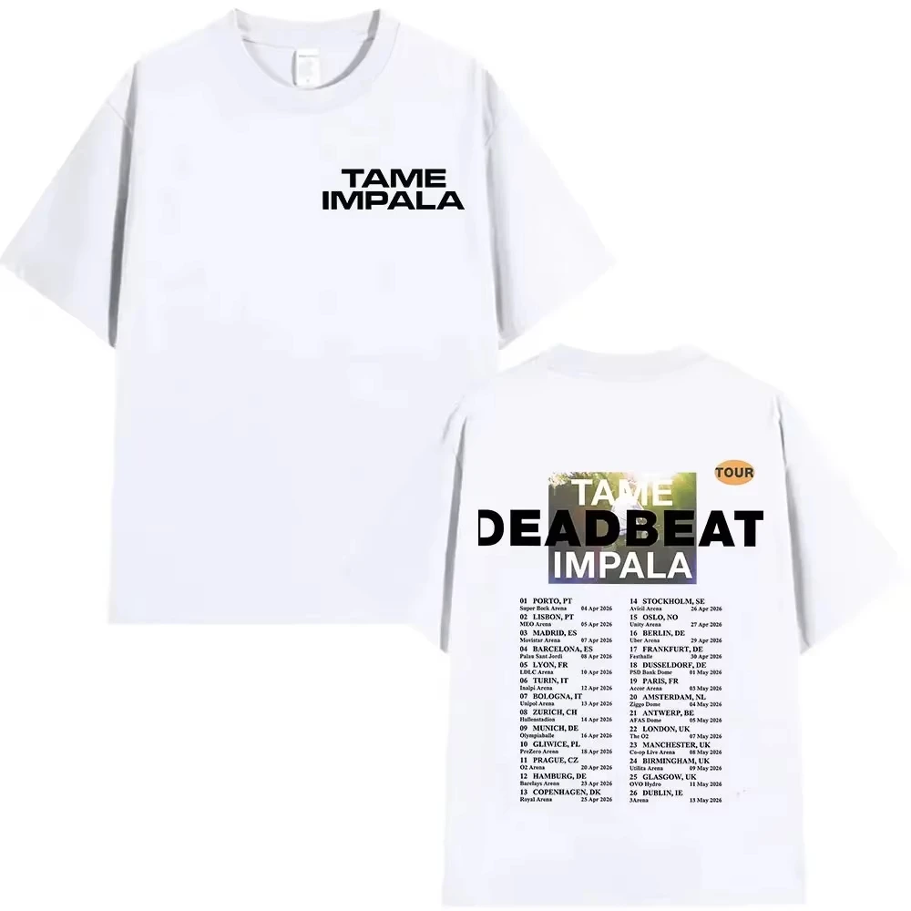 Tame Impala Deadbeat 2025 Tour Album Unisex Psychedelic Rock Hip Hop Loose Cotton Short Sleeve Women And Men T-Shirt