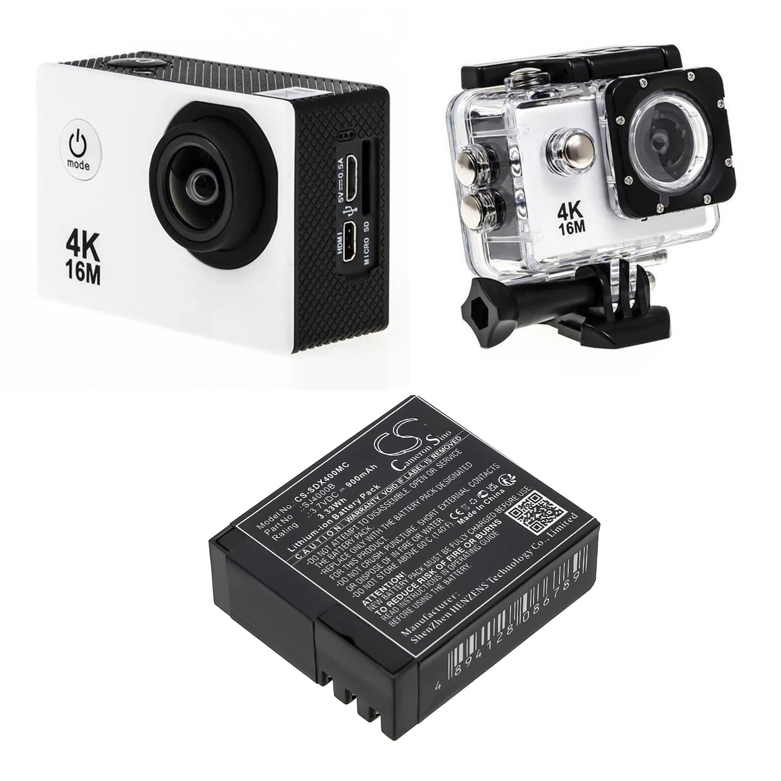 Camera Battery 900mAh for Eken H9,H8,H8R,H9R,PG1050,for SJCAM SJ4000,SJ5000,SJ5000X,Sports Cam W7/W8/A8,DX 288812/288813,M10