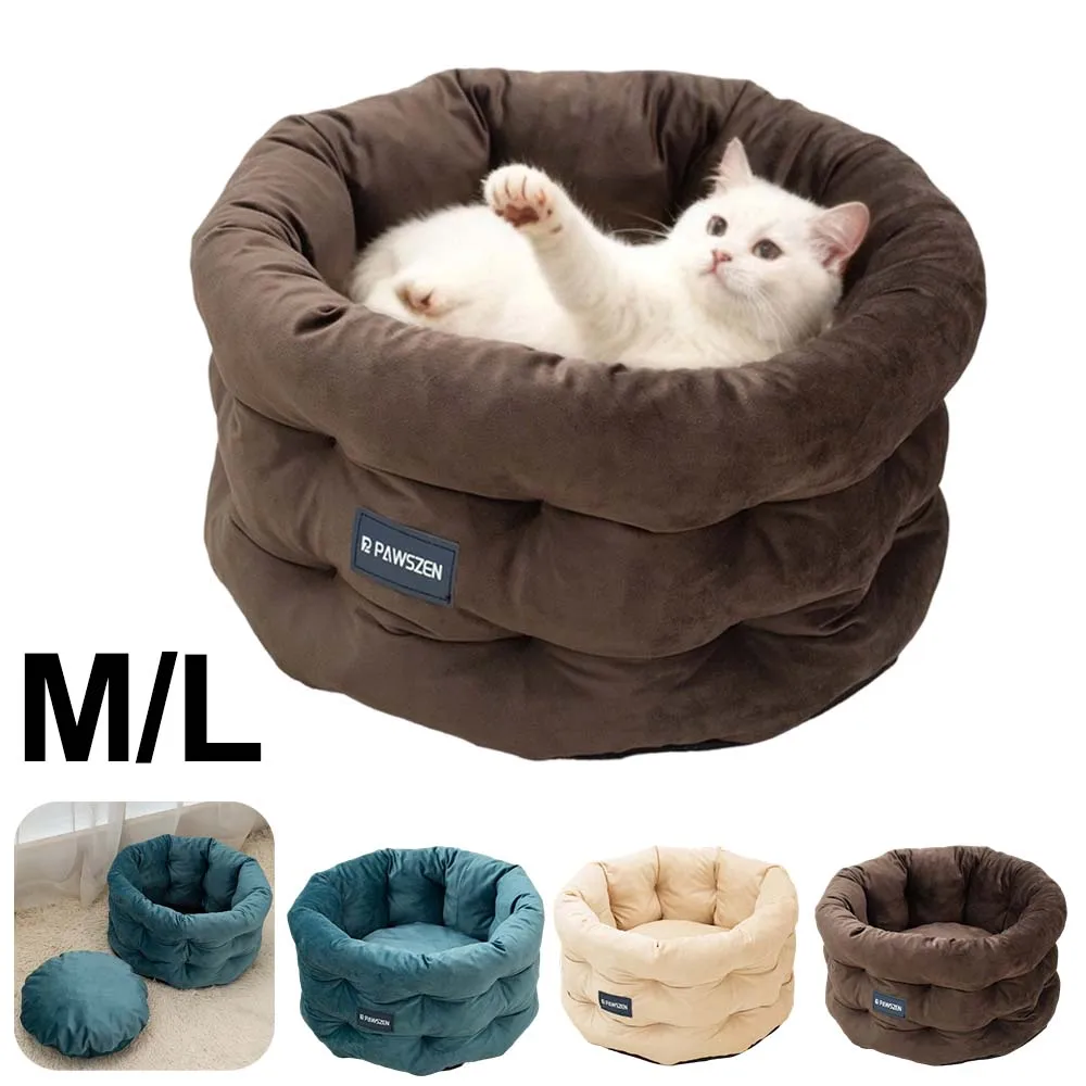 

1PC Plush Dutch Velvet Cat Bed Winter Deep Sleep Cats Dog House Cylindrical Pet Nest for Small Medium Pets מיטה לחתול Casa Gatos
