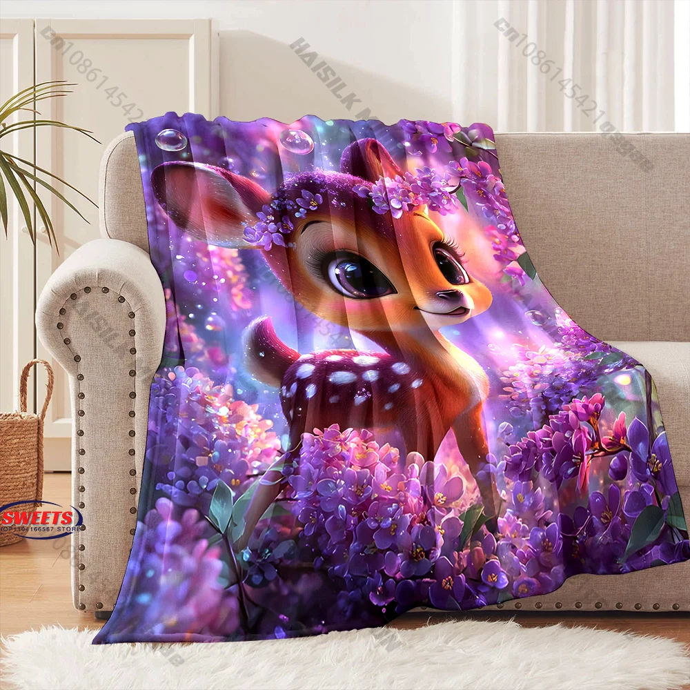 

"Cozy Floral Deer Blanket" Multiple sizes kid's and adults' bedroom living room sofa decor blanket, Exquisite gift