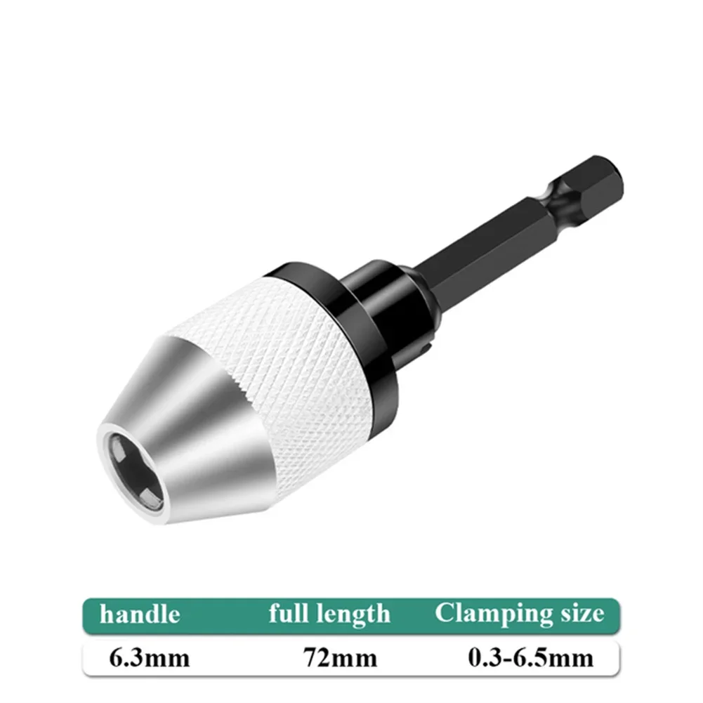 1pc 0.3-8.0mm Drill Chuck Keyless Screwdriver 6.35mm Hex Shank Quick Change Keyless Drill Bit Chuck Adapter Converter Tool