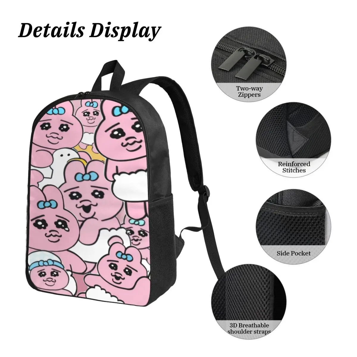 3 pezzi Opanchus Cute Usagis Bunny borse da scuola Set per bambini Scatole per matite Set di zaini con scatola per il pranzo Zaino per studenti delle scuole