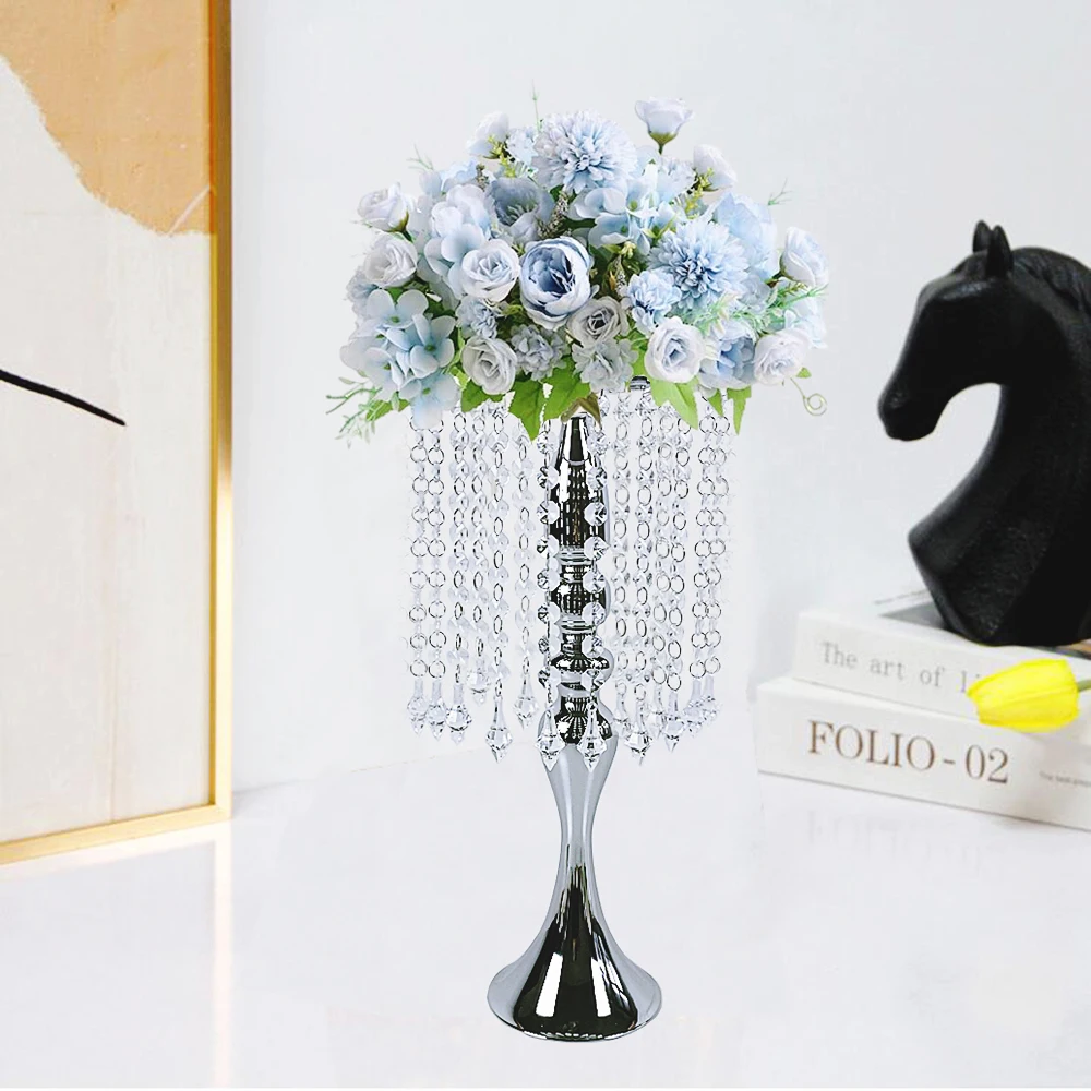 1Pcs Crystal Candle Flower Holder Centerpiece Candle Holder Candlestick Road Lead Flowers for Wedding Table Party Decor