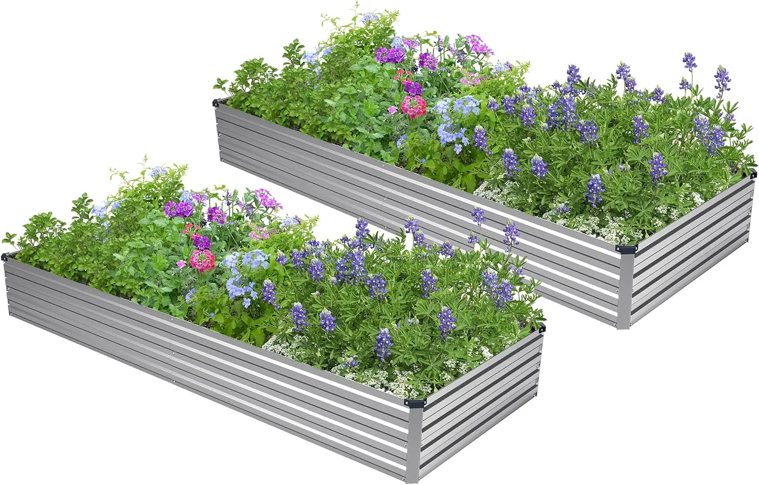 

2PCS 7x3x1ft Galvanized Raised Garden Bed Metal Planter Box for Vegetables Flowers Herbs Outdoor Patio with Safety Pads