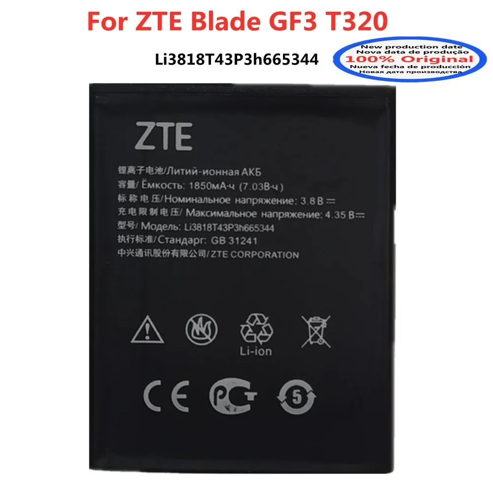 

1850mAh Original Li3818T43P3h665344 Battery For ZTE Blade GF3 T320 Phone Replacement Battery Batteries Bateria Fast Shipping