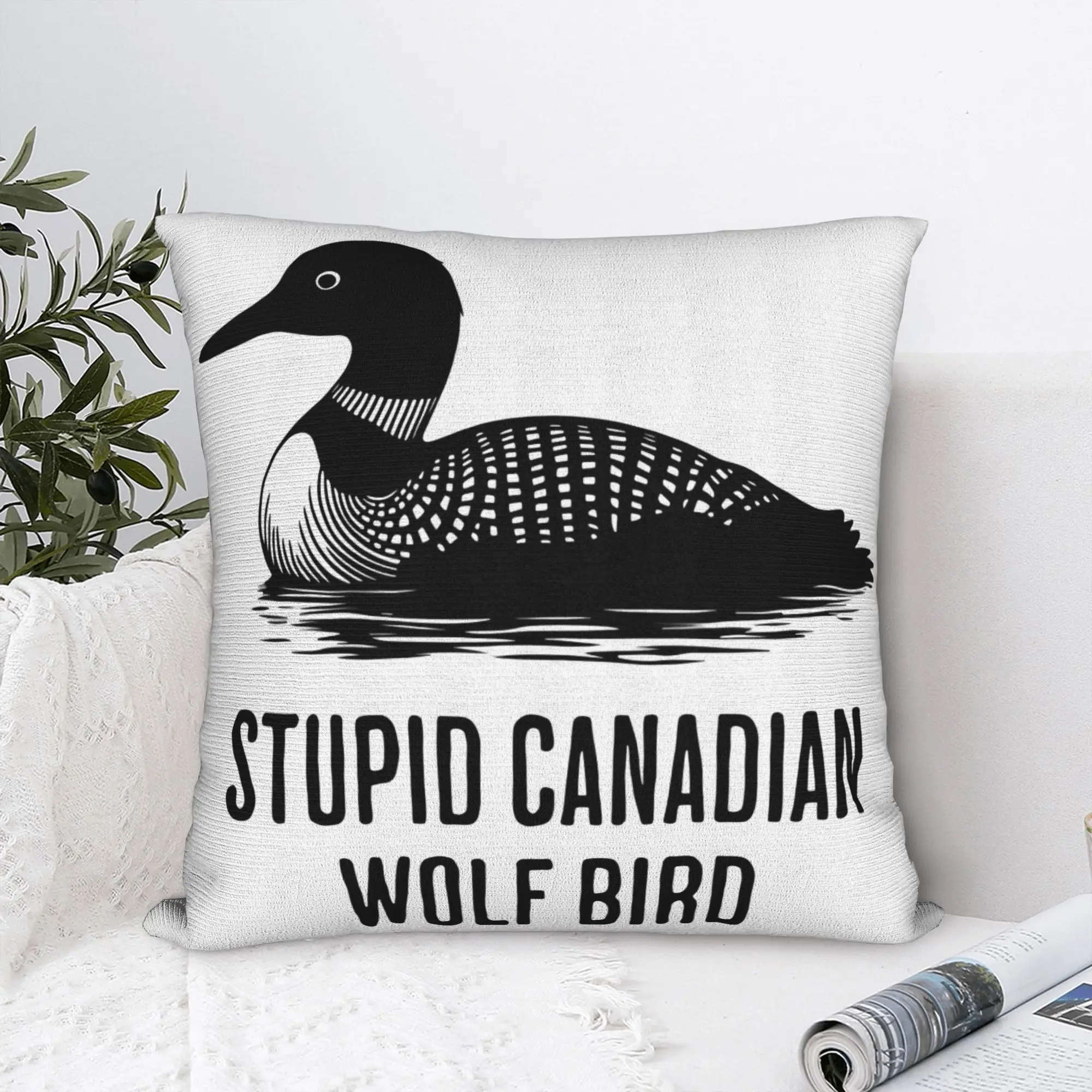 

Забавная наволочка с цитатой оленежреца «Глупый канадский волк-птица» для дивана, софы, спальни, с функцией подогрева, удобная, для соперничества и общения