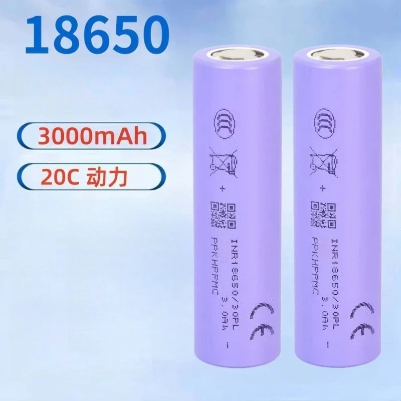 New 10PCS 18650‑30PL 3000mAh Flat‑Top Rechargeable Lithium‑ion Battery For EVE 20C